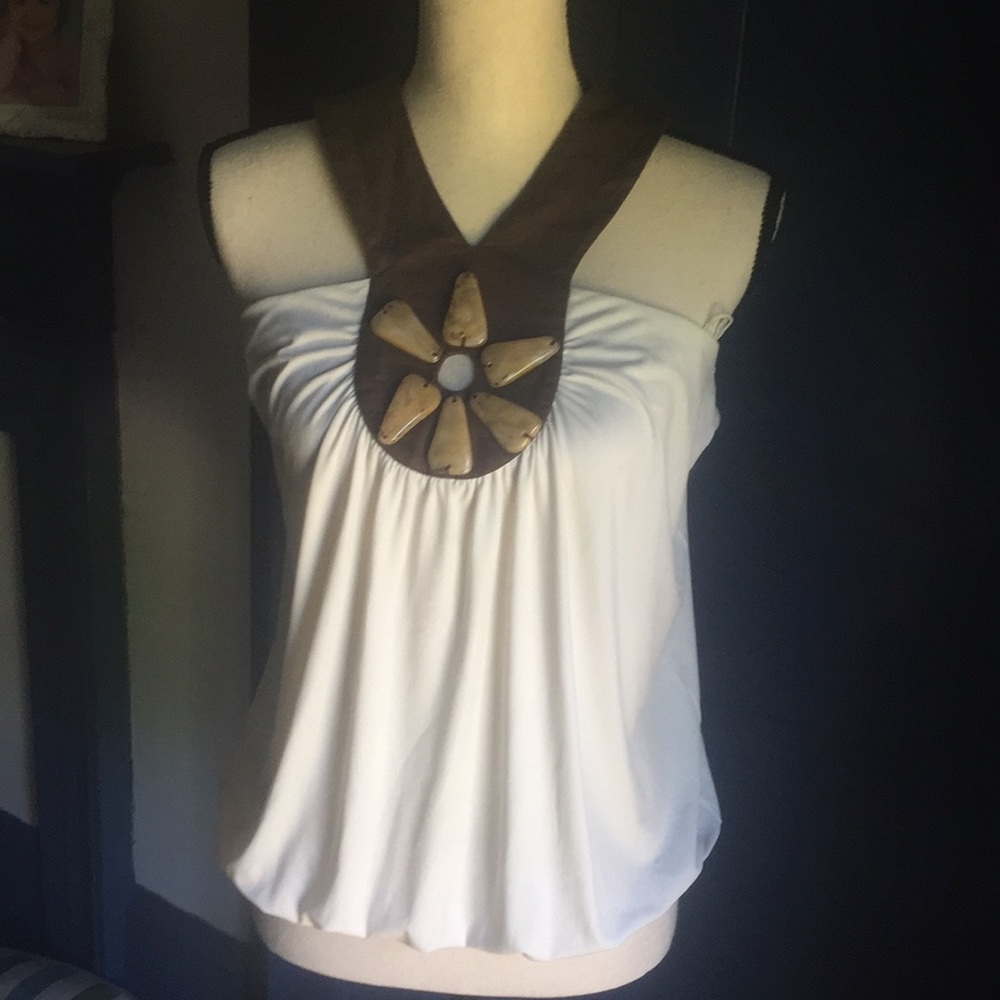 White and brown with large beads Top